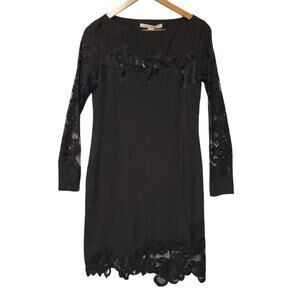 Diane Von Furstenberg DVF Ernestina Lace Trim Black‎ Silk Dress Size 4